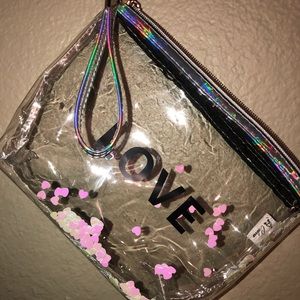 Holographic “love” Makeup bag